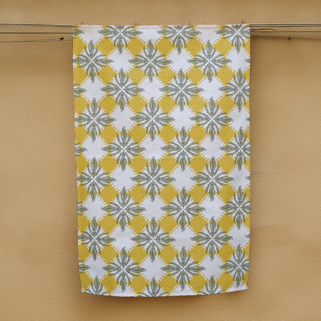 Hemp Tea Towel 'Pacifica Kowhai'