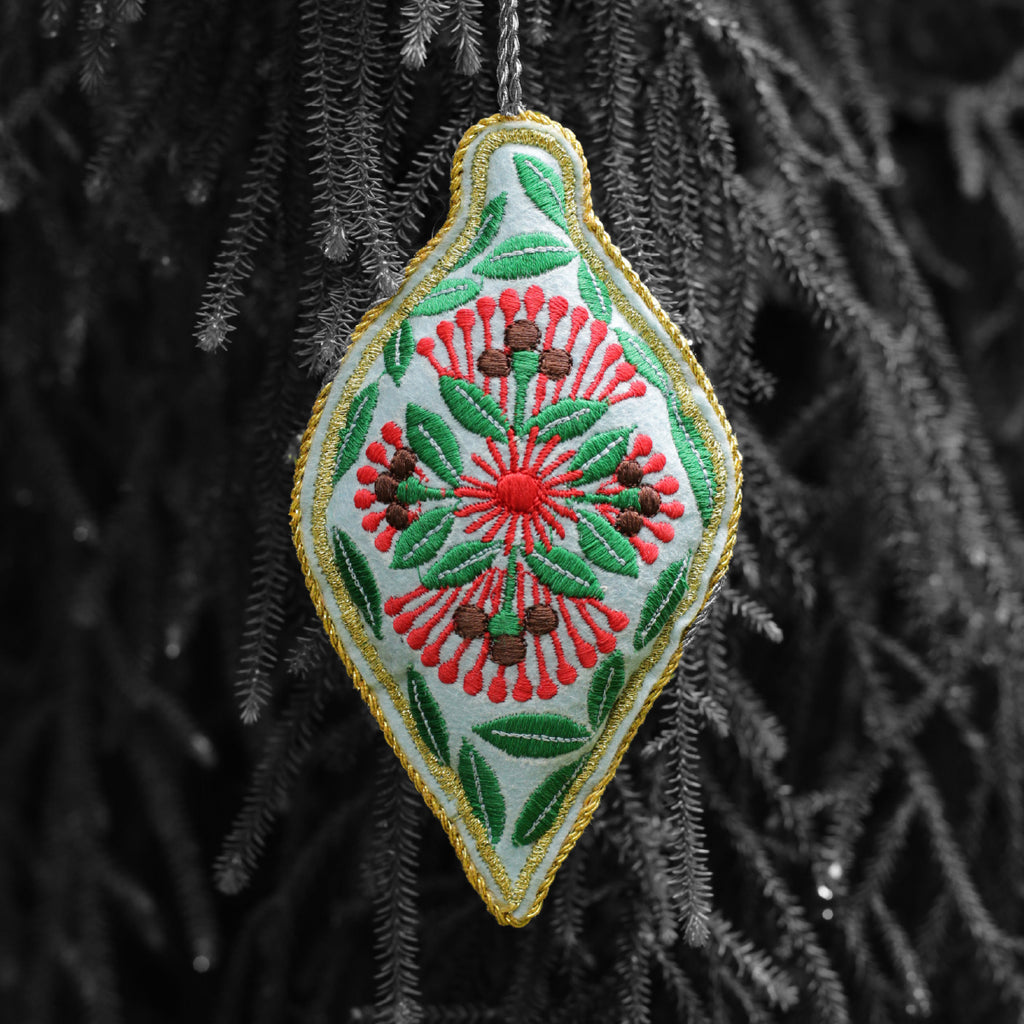 Embroidered ornament - Pohutukawa #2