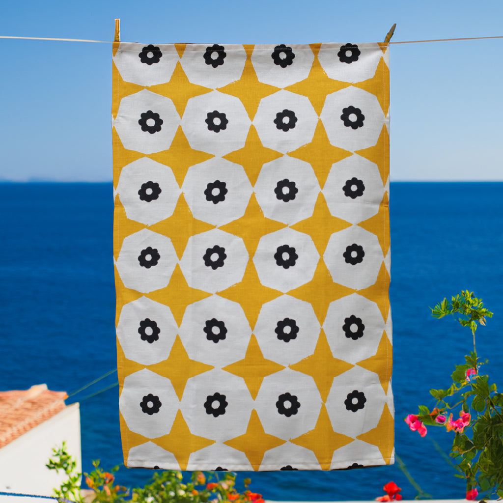 Hemp Tea Towel 'Star Poppy'